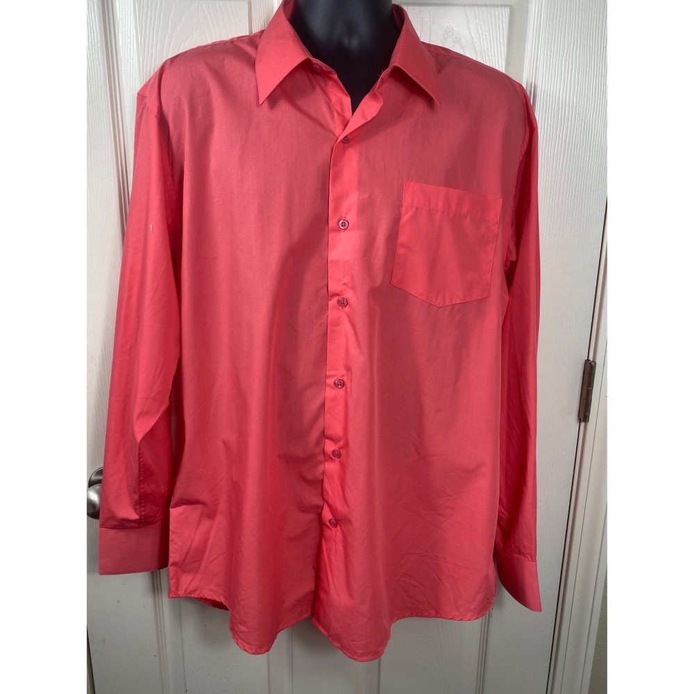 Berlioni Italy Mens XL Coral Dress Shirt Long Sleeve Button Up